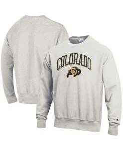 Champion Men's Gray Colorado Buffaloes Arch Over Logo Reverse Weave Pullover Sweatshirt