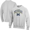 Champion Men's Gray Michigan Wolverines Arch Over Logo Reverse Weave Pullover Sweatshirt -Champion Online 20147206 fpx