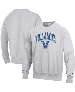 Champion Men's Gray Villanova Wildcats Arch Over Logo Reverse Weave Pullover Sweatshirt
