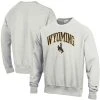 Champion Men's Heathered Gray Wyoming Cowboys Arch Over Logo Reverse Weave Pullover Sweatshirt -Champion Online 20147308 fpx
