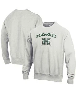 Champion Men's Gray Hawaii Warriors Arch Over Logo Reverse Weave Pullover Sweatshirt