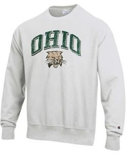 Champion Men's Gray Ohio Bobcats Arch Over Logo Reverse Weave Pullover Sweatshirt -Champion Online 20147325 fpx