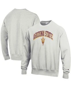 Champion Men's Heathered Gray Arizona State Sun Devils Arch Over Logo Reverse Weave Pullover Sweatshirt