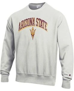 Champion Men's Heathered Gray Arizona State Sun Devils Arch Over Logo Reverse Weave Pullover Sweatshirt -Champion Online 20147668 fpx