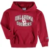 Champion Youth Boys And Girls Crimson Oklahoma Sooners Powerblend Pullover Hoodie