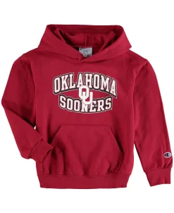 Champion Youth Boys And Girls Crimson Oklahoma Sooners Powerblend Pullover Hoodie
