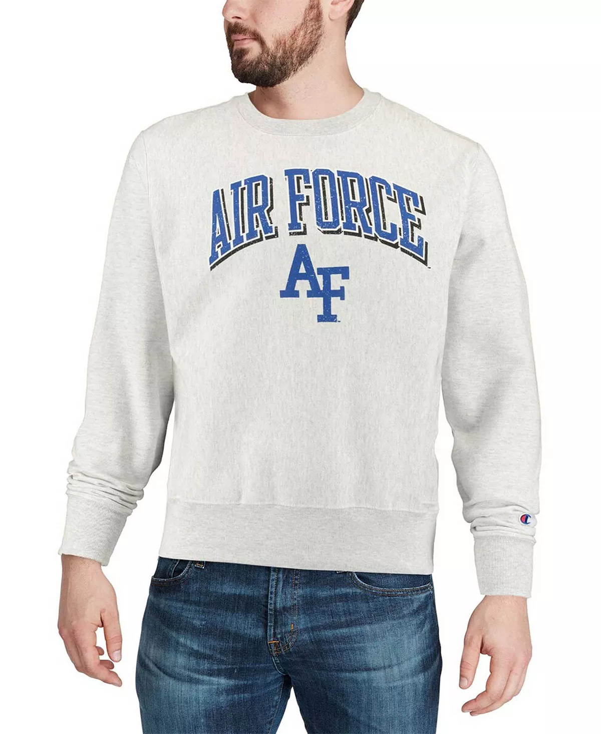 Champion Men's Heathered Gray Air Force Falcons Arch Over Logo Reverse Weave Pullover Sweatshirt 6 Champion Men's Heathered Gray Air Force Falcons Arch Over Logo Reverse Weave Pullover Sweatshirt - Image 4
