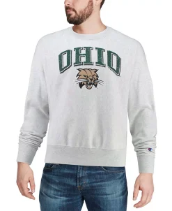 Champion Men's Gray Ohio Bobcats Arch Over Logo Reverse Weave Pullover Sweatshirt -Champion Online 20152518 fpx