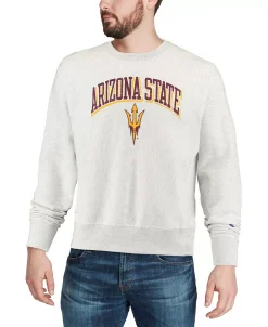 Champion Men's Heathered Gray Arizona State Sun Devils Arch Over Logo Reverse Weave Pullover Sweatshirt -Champion Online 20152590 fpx