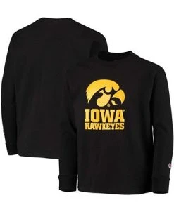 Champion Youth Boys Black Iowa Hawkeyes Lockup Long Sleeve T-shirt -Champion Online 20303063 fpx