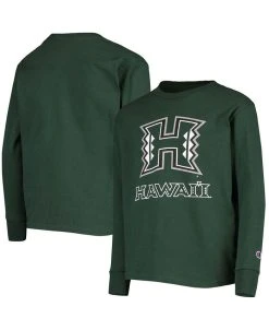 Champion Youth Green Hawaii Warriors Lockup Long Sleeve T-shirt