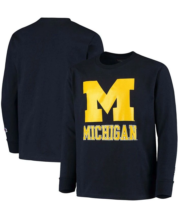 Champion Youth Navy Michigan Wolverines Lockup Long Sleeve T-shirt 3 Champion Youth Navy Michigan Wolverines Lockup Long Sleeve T-shirt
