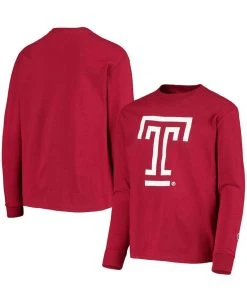 Champion Youth Cherry Temple Owls Lockup Long Sleeve T-shirt