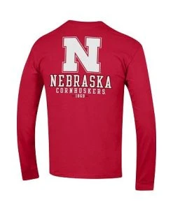 Champion Men's Scarlet Nebraska Huskers Team Stack Long Sleeve T-shirt -Champion Online 20767596 fpx