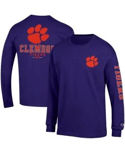 Champion Men's Purple Clemson Tigers Team Stack Long Sleeve T-shirt