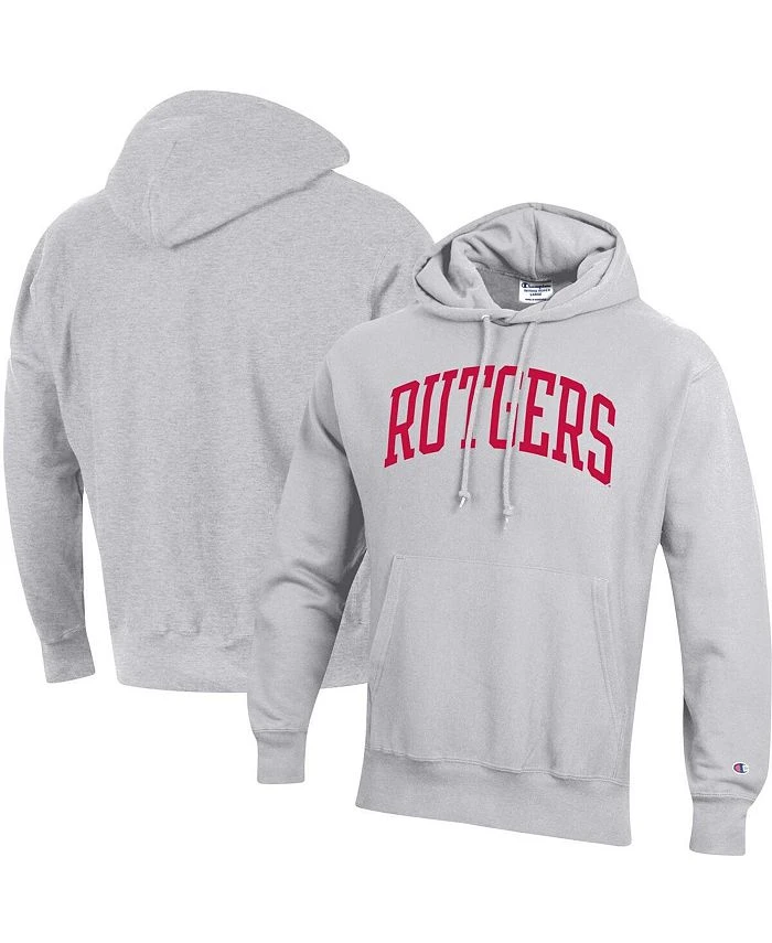 Champion Men's Heathered Gray Rutgers Scarlet Knights Team Arch Reverse Weave Pullover Hoodie 3 Champion Men's Heathered Gray Rutgers Scarlet Knights Team Arch Reverse Weave Pullover Hoodie