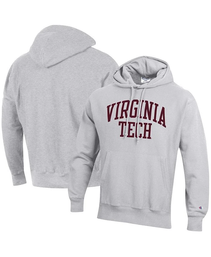 Champion Men's Heathered Gray Virginia Tech Hokies Team Arch Reverse Weave Pullover Hoodie 3 Champion Men's Heathered Gray Virginia Tech Hokies Team Arch Reverse Weave Pullover Hoodie