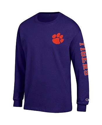Champion Men's Purple Clemson Tigers Team Stack Long Sleeve T-shirt 5 Champion Men's Purple Clemson Tigers Team Stack Long Sleeve T-shirt - Image 3