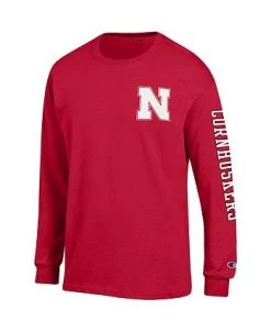 Champion Men's Scarlet Nebraska Huskers Team Stack Long Sleeve T-shirt -Champion Online 20773406 fpx