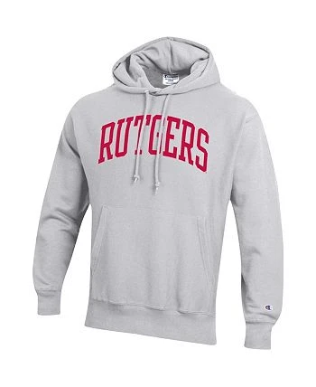 Champion Men's Heathered Gray Rutgers Scarlet Knights Team Arch Reverse Weave Pullover Hoodie 5 Champion Men's Heathered Gray Rutgers Scarlet Knights Team Arch Reverse Weave Pullover Hoodie - Image 3