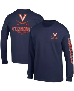 Champion Men's Navy Virginia Cavaliers Team Stack Long Sleeve T-shirt -Champion Online 20775943 fpx