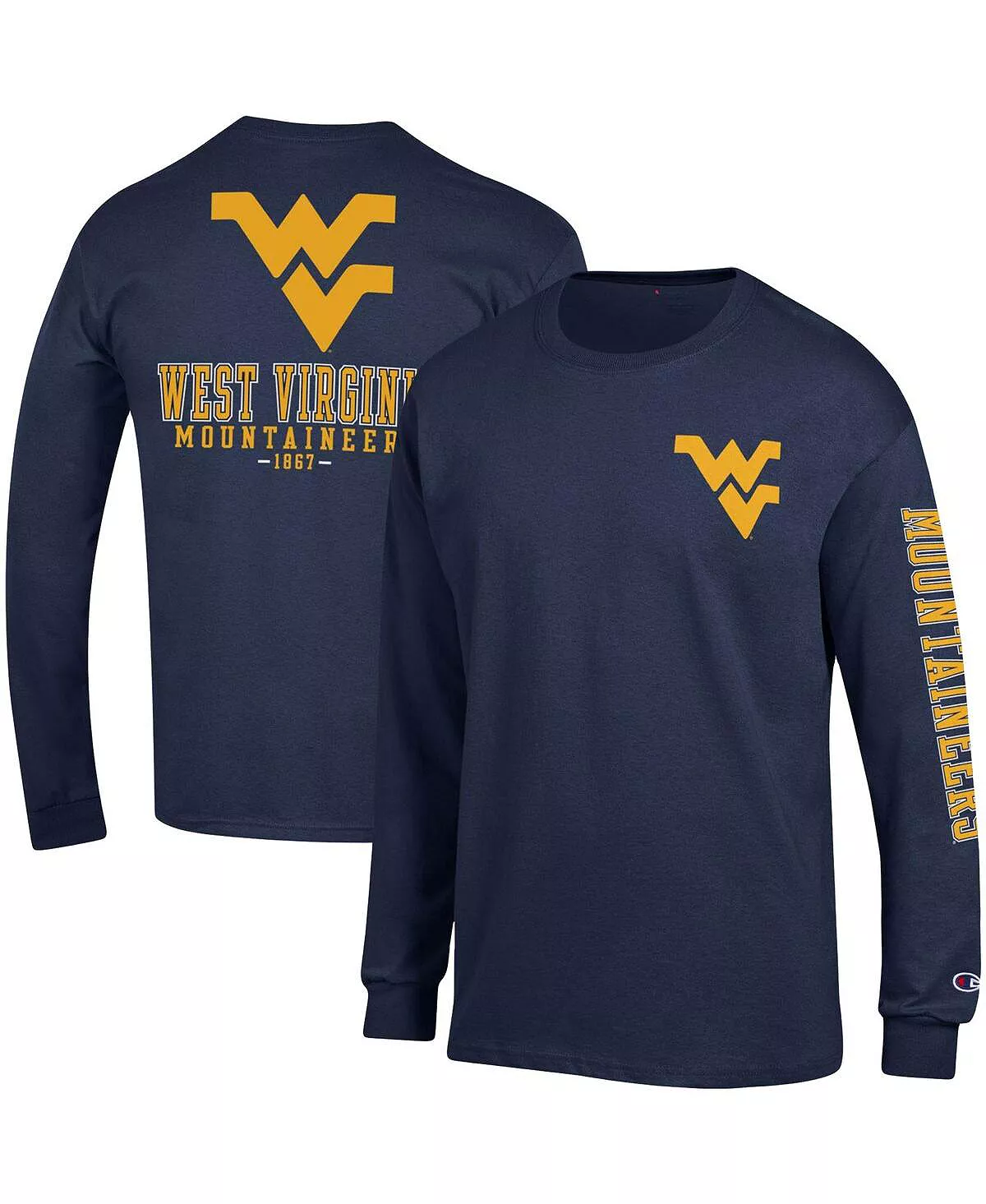 Champion Men's Navy West Virginia Mountaineers Team Stack Long Sleeve T-shirt 6 Champion Men's Navy West Virginia Mountaineers Team Stack Long Sleeve T-shirt - Image 4