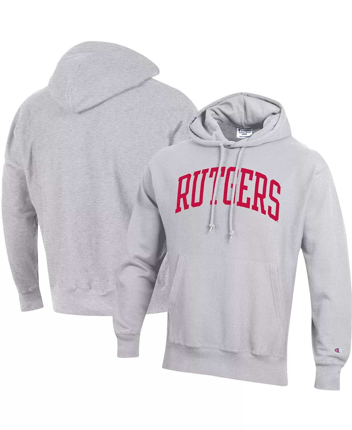 Champion Men's Heathered Gray Rutgers Scarlet Knights Team Arch Reverse Weave Pullover Hoodie 6 Champion Men's Heathered Gray Rutgers Scarlet Knights Team Arch Reverse Weave Pullover Hoodie - Image 4