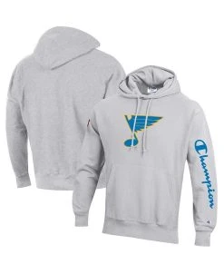 Champion Men's Heathered Gray St. Louis Blues Reverse Weave Pullover Hoodie