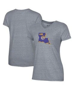 Champion Women's Gray LSU Tigers Vault Logo V-Neck T-shirt -Champion Online 20888469 fpx