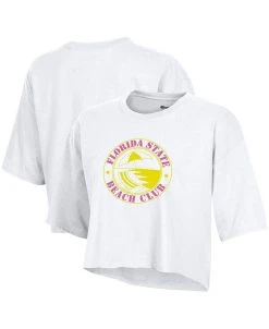 Champion Women's White Florida State Seminoles Beach Club Cropped T-Shirt