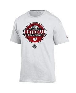 Men's White Wisconsin Badgers 2021 Women's Volleyball National Champions Locker Room T-shirt -Champion Online 21043482 fpx