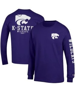 Champion Men's Purple Kansas State Wildcats Team Stack Long Sleeve T-shirt