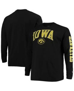 Champion Men's Black Iowa Hawkeyes Big And Tall 2-Hit Long Sleeve T-shirt