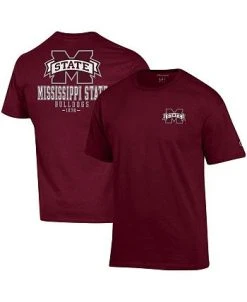 Champion Men's Maroon Mississippi State Bulldogs Stack 2-Hit T-shirt -Champion Online 21133314 fpx