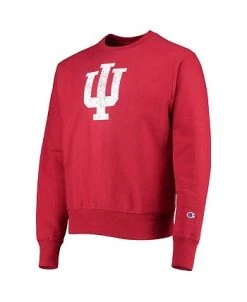 Champion Men's Crimson Indiana Hoosiers Vault Logo Reverse Weave Pullover Sweatshirt -Champion Online 21135868 fpx