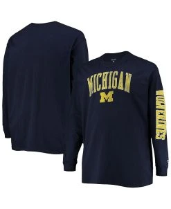 Champion Men's Navy Michigan Wolverines Big And Tall 2-Hit Long Sleeve T-shirt