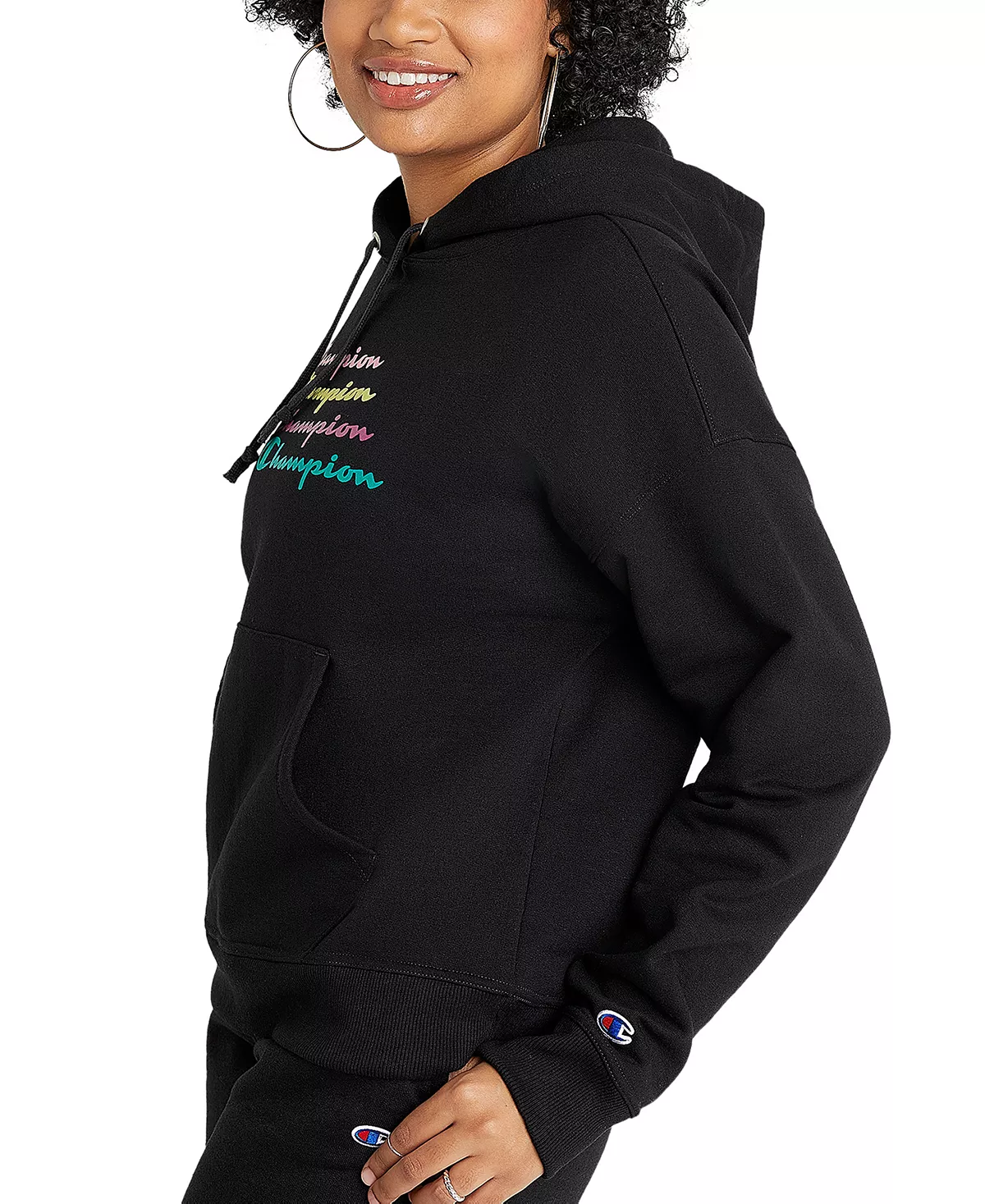 Champion Women's Logo Fleece Sweatshirt Hoodie 5 Champion Women's Logo Fleece Sweatshirt Hoodie - Image 3