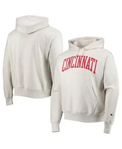 Champion Men's Heathered Oatmeal Cincinnati Bearcats Cincy Arch Pullover Hoodie