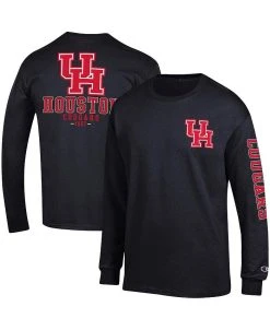 Champion Men's Black Houston Cougars Team Stack Long Sleeve T-shirt