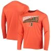 Champion Men's Orange Miami Hurricanes Wordmark Slash Long Sleeve T-shirt -Champion Online 21625243 fpx