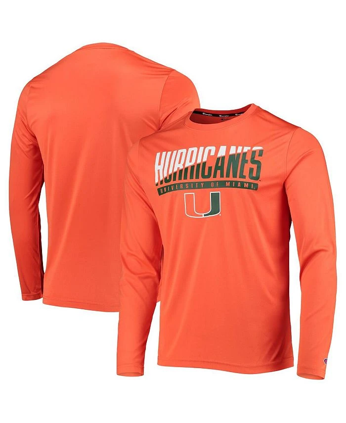 Champion Men's Orange Miami Hurricanes Wordmark Slash Long Sleeve T-shirt 3 Champion Men's Orange Miami Hurricanes Wordmark Slash Long Sleeve T-shirt
