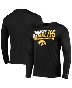 Champion Men's Black Iowa Hawkeyes Wordmark Slash Long Sleeve T-shirt -Champion Online 21628581 fpx