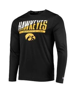 Champion Men's Black Iowa Hawkeyes Wordmark Slash Long Sleeve T-shirt -Champion Online 21631981 fpx