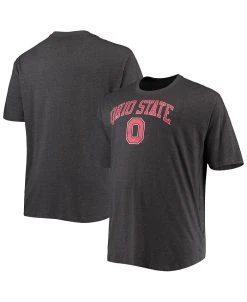 Champion Men's Heathered Charcoal Ohio State Buckeyes Big And Tall Arch Over Wordmark T-shirt
