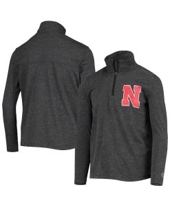 Champion Boys Youth Heathered Black Nebraska Huskers Field Day Quarter-Zip Jacket