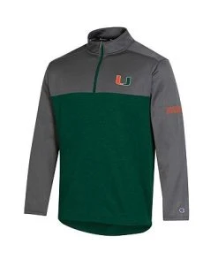 Champion Men's Hunter Green Miami Hurricanes Gameday Quarter-Zip Jacket -Champion Online 22007088 fpx