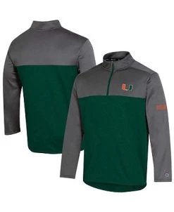Champion Men's Hunter Green Miami Hurricanes Gameday Quarter-Zip Jacket -Champion Online 22007089 fpx
