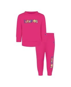 Champion Baby Girls Retro Color Block Fleece Crew And Fleece Joggers, 2 Piece Set