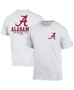 Champion Men's White Alabama Crimson Tide Team Stack 2-Hit T-shirt