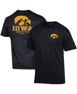Champion Men's Black Iowa Hawkeyes Stack 2-Hit T-shirt